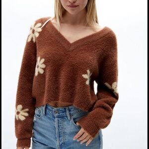PacSun Women's Brown and Orange Jumper